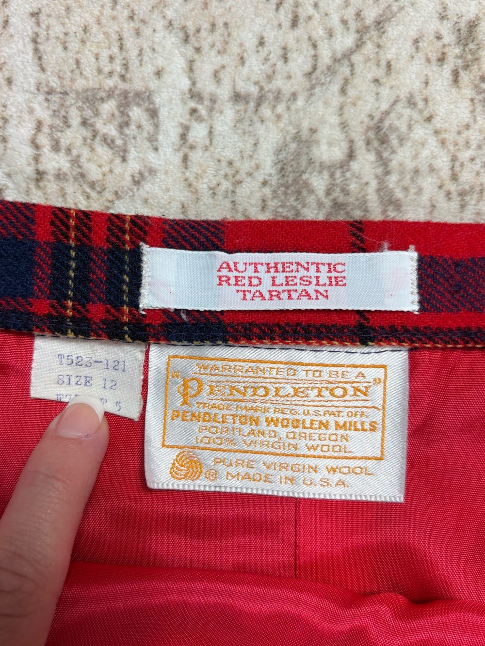 Pendleton Vintage 80s Authentic Red Leslie Tartan Plaid Skirt Size 8 - Picture 5 of 6